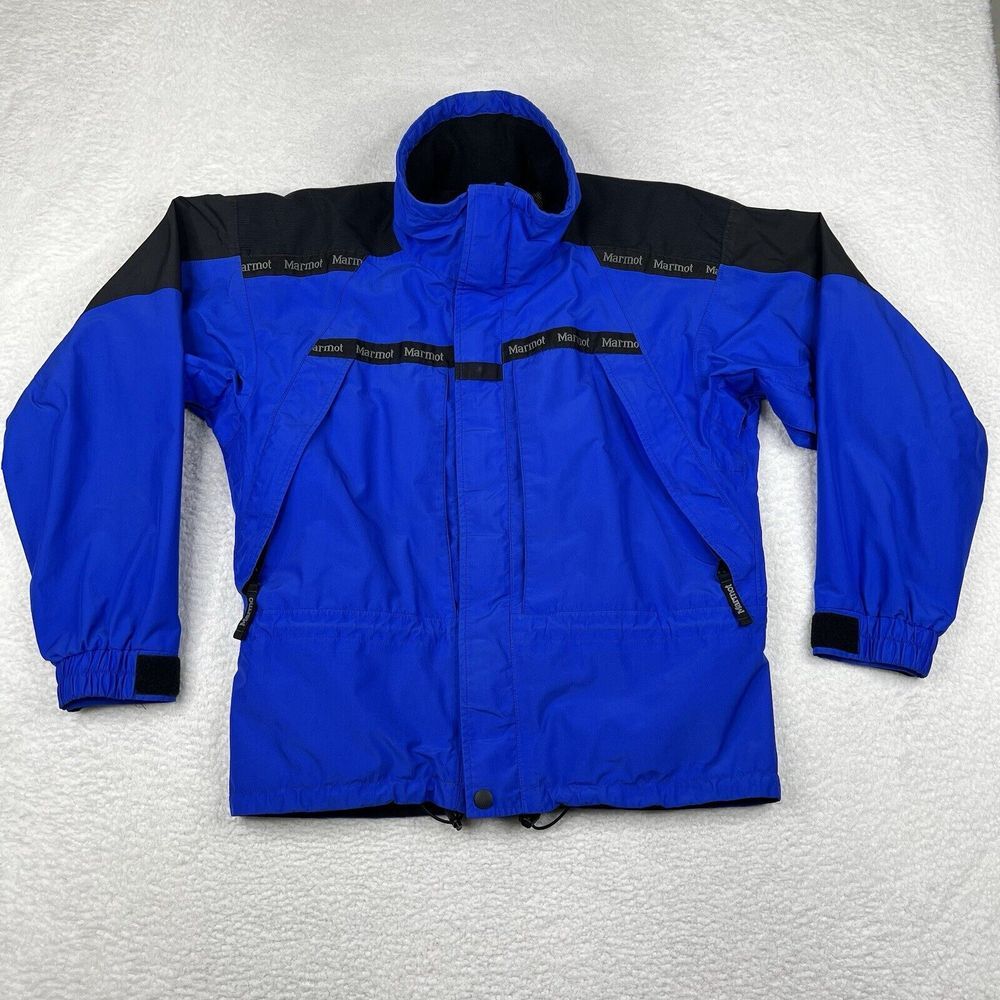 Marmot Jacket Mens Medium Blue Gore-Tex Pro Shell Full Zip Mesh Lined Outdoors
